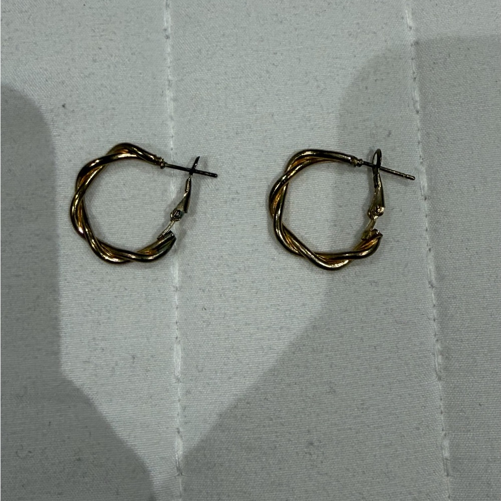 Gold Twisted Hoop Earrings